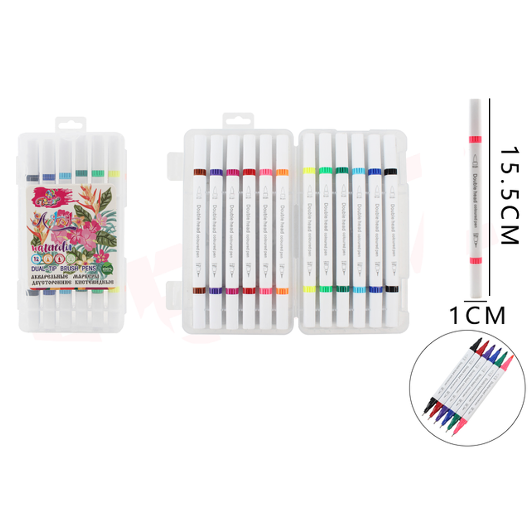 Marcadores de color doblepunta 15.5cm 12pcs 1