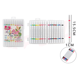 Marcadores de color doblepunta 15.5cm 18pcs