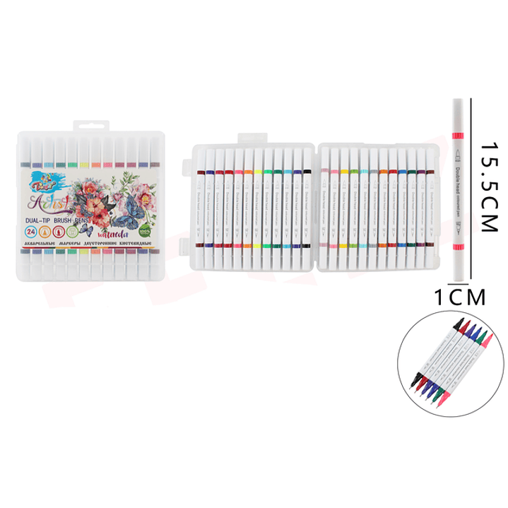 Marcadores de color doblepunta 15.5cm 24pcs 1