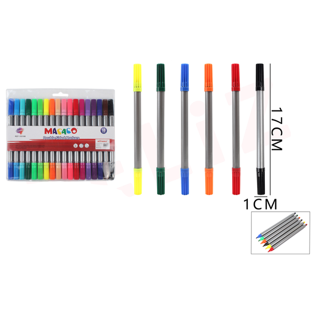 Marcadores de color doblepunta 16cm 18pcs 1