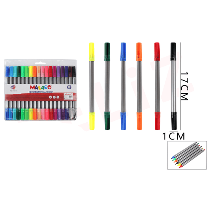 Marcadores de color doblepunta 16cm 18pcs 1