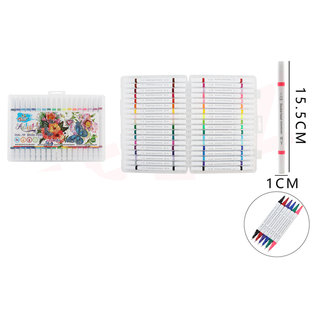Marcadores de color doblepunta 15.5cm 36pcs 1