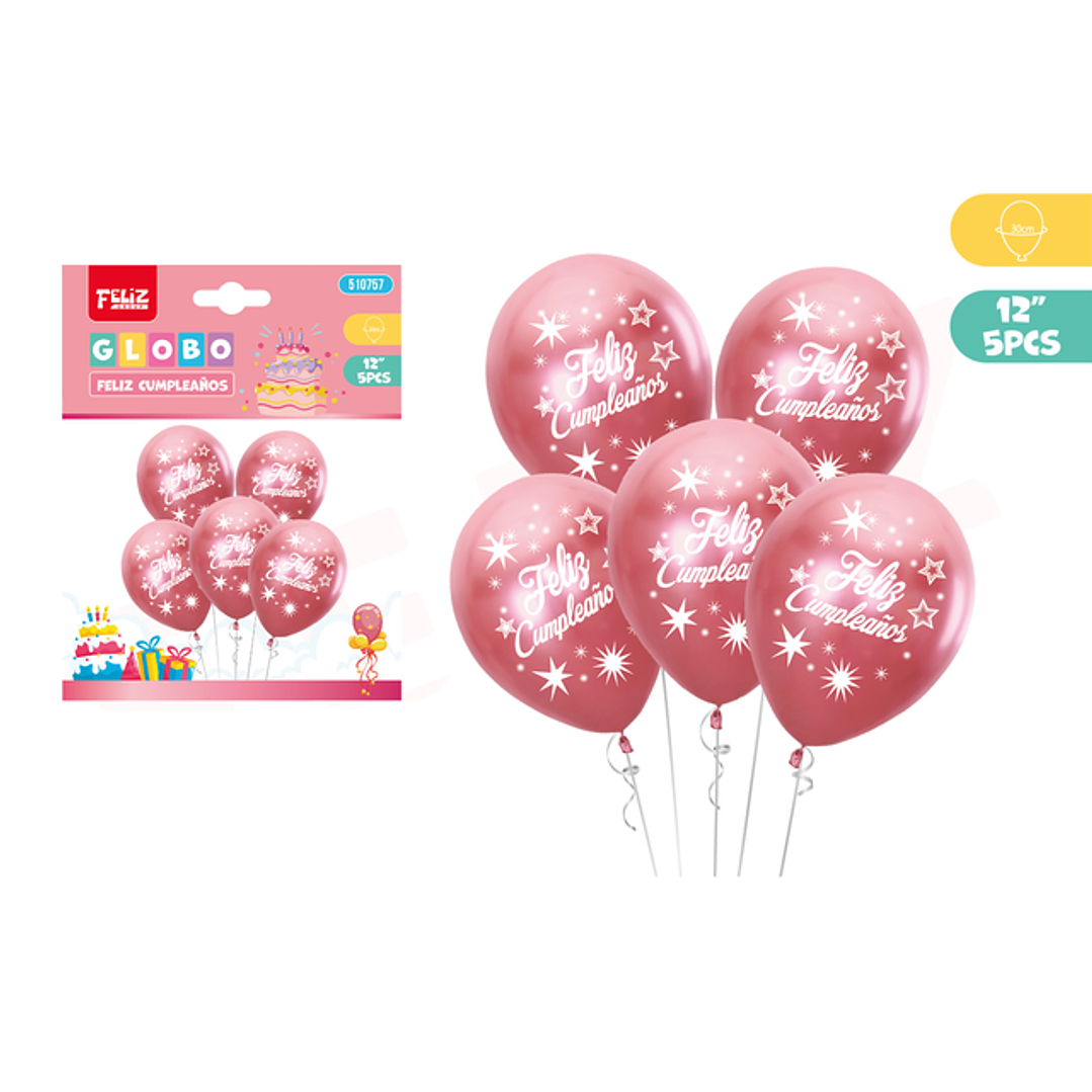 Globos letras f.cumpleanos rojo metal 30cm 5pcs 1