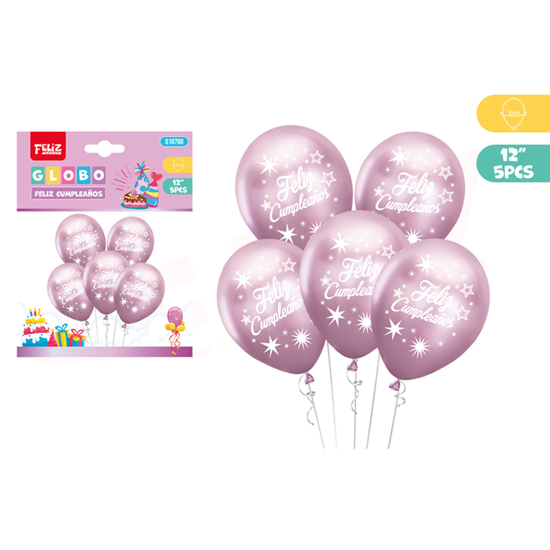 Globos letras f.cumpleanos lila metal 30cm 5pcs 1
