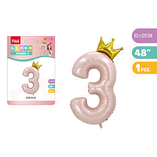 Globo aluminio 3 rosa 82*129cm 48pulgadas