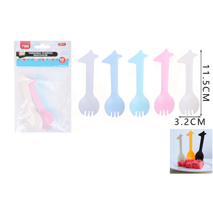 Tenedores plastico multicolor para pastel 10pcs 1