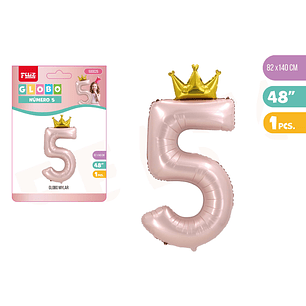 Globo aluminio 5 rosa 82*140cm 48pulgadas