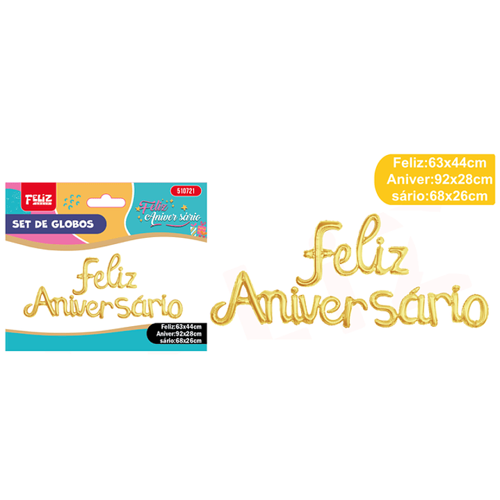 Globo metal letras f.aniversariodorado 1