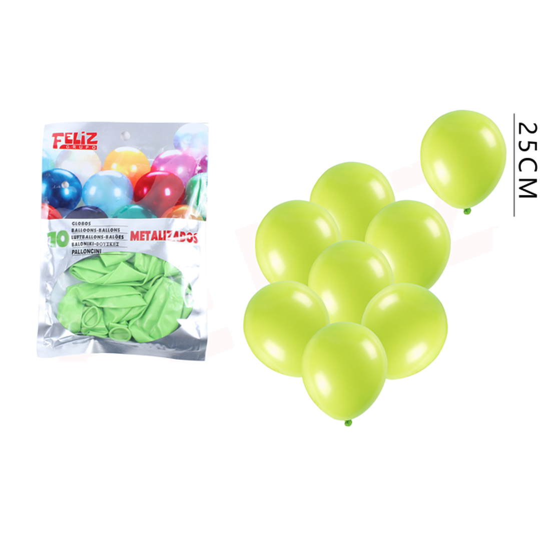 Globos perlado verde claro 25cm 10pcs  1