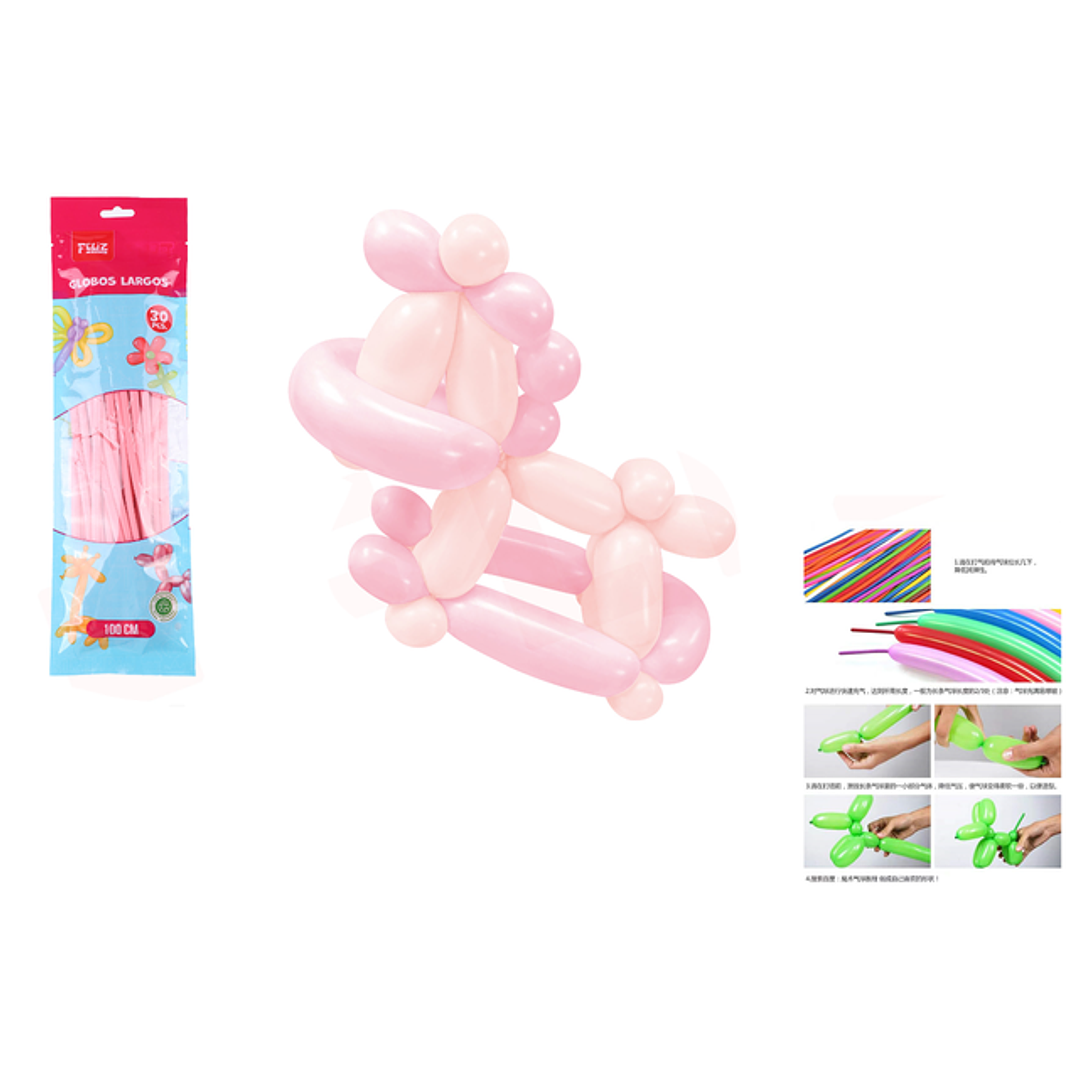 Globos largo pastel rosado 30pcs 28cm 1