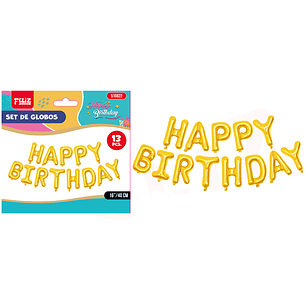 Globos letras happy birthday dorado 13pcs