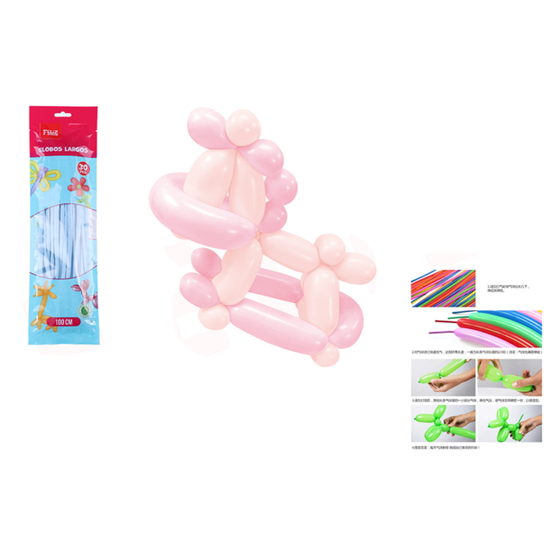 Globos largo pastel celeste 30pcs 28cm 1