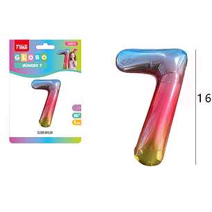 Globo metal numero 7 tornasol 45cm