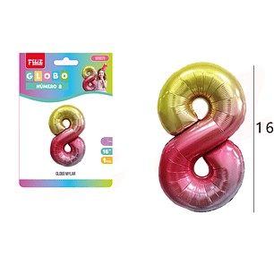 Globo metal numero 8 tornasol 45cm