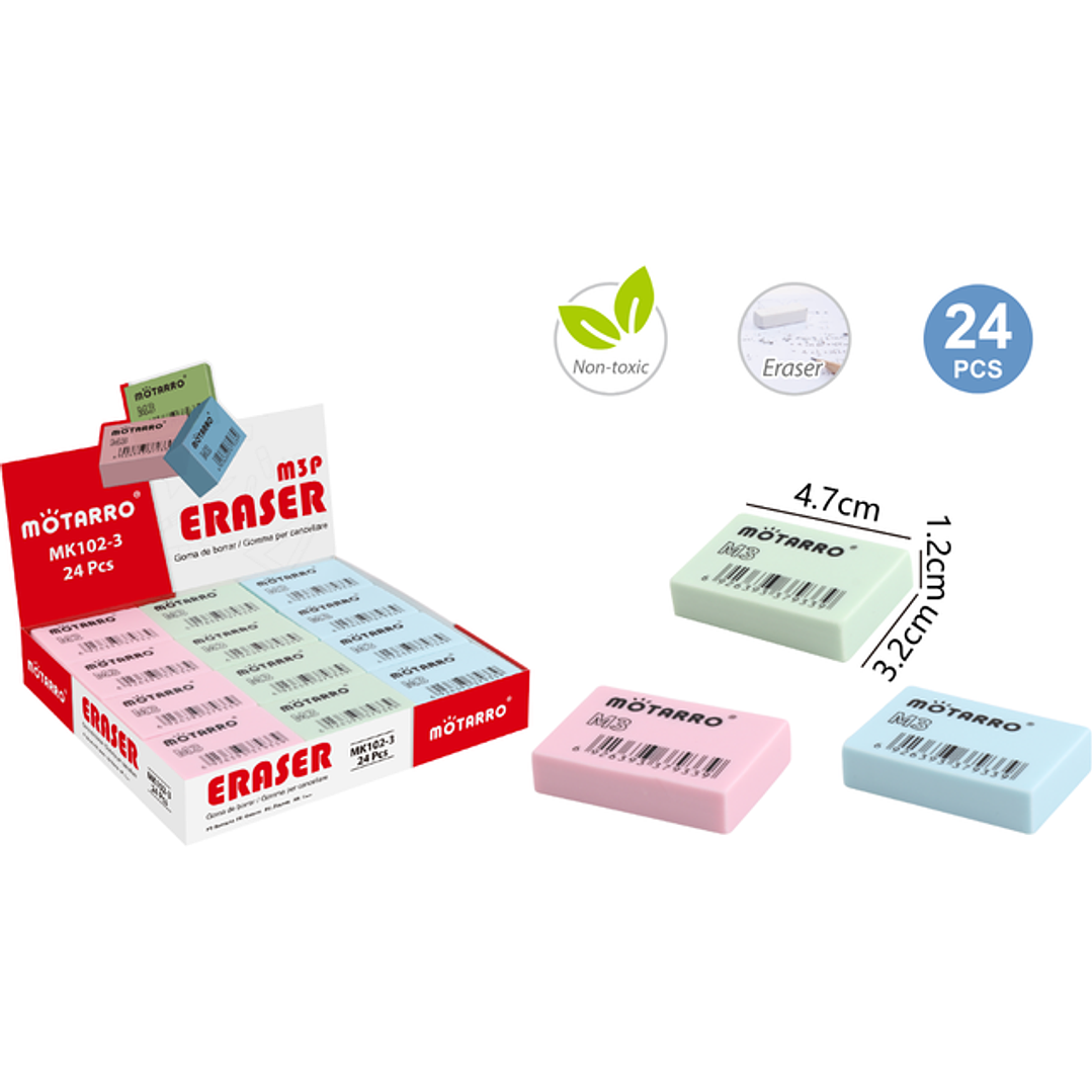 Goma de borrar Plástica colores 24pcs 1