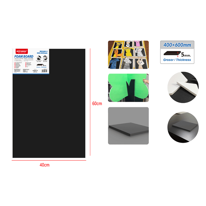 Tablero De Espuma Negro 4060Cm 5Mm 1