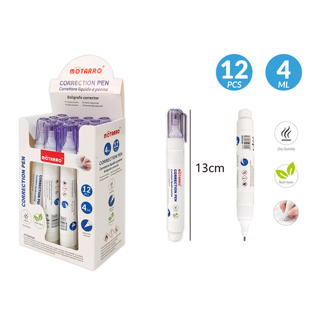 Lapiz corrector seca rapida 4ml 12pcs 1