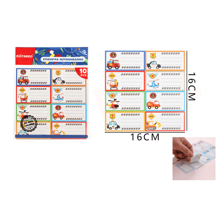 Etiquetas autos 16*16cm 10pcs 1