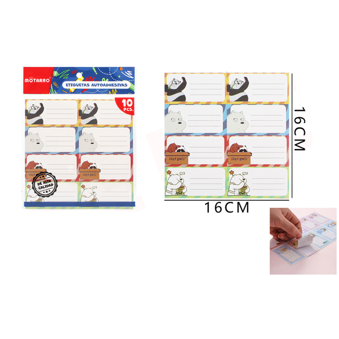 Etiquetas panda 16*16cm 10pcs 1