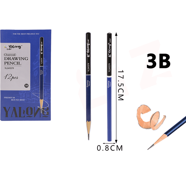 Lapices grafito 3b 17.5cm 12pcs 1