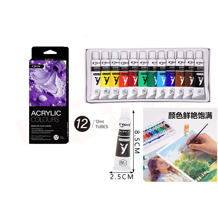 Pinturas acrilico 12pcs 12ml 1