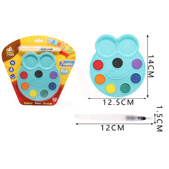 Set de pinturas acualera 2pcs 7colores 1