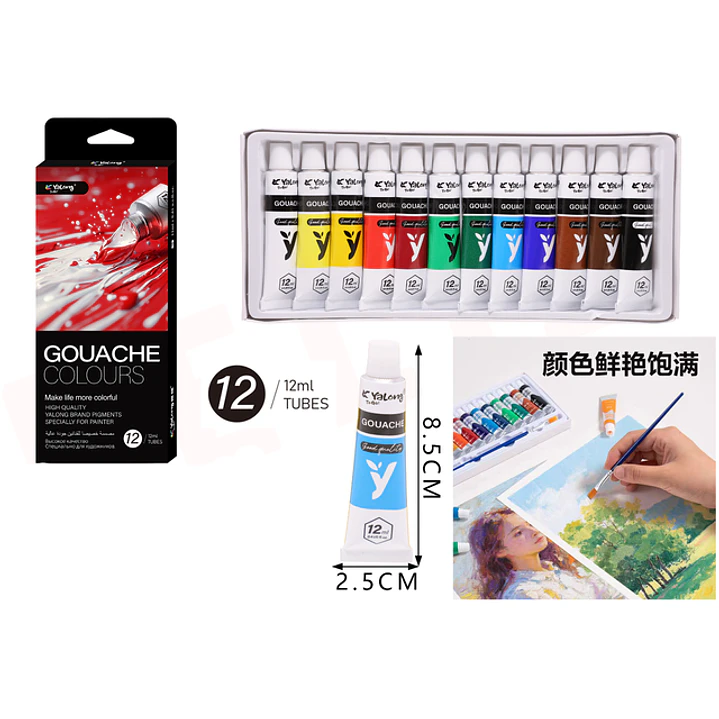 Pinturas couache 12pcs 12ml 1