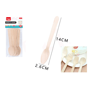 Cuchara madera 14*2.6cm 10pcs