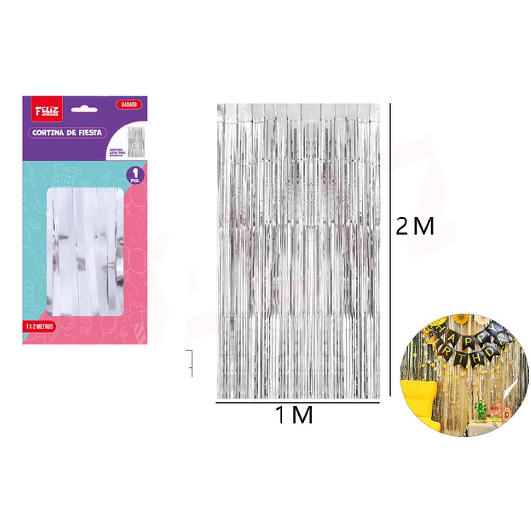 Cortina de fiesta plateado 1*2m 1