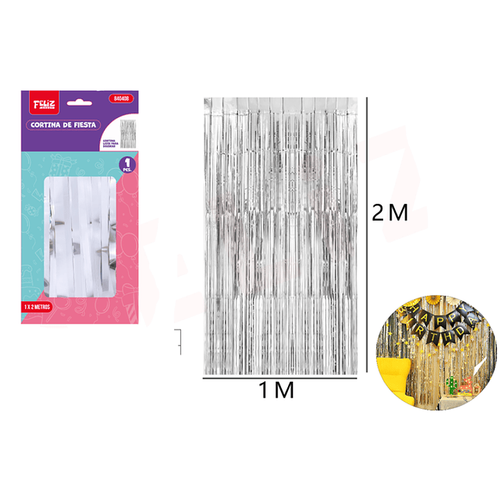 Cortina de fiesta plateado 1*2m 1