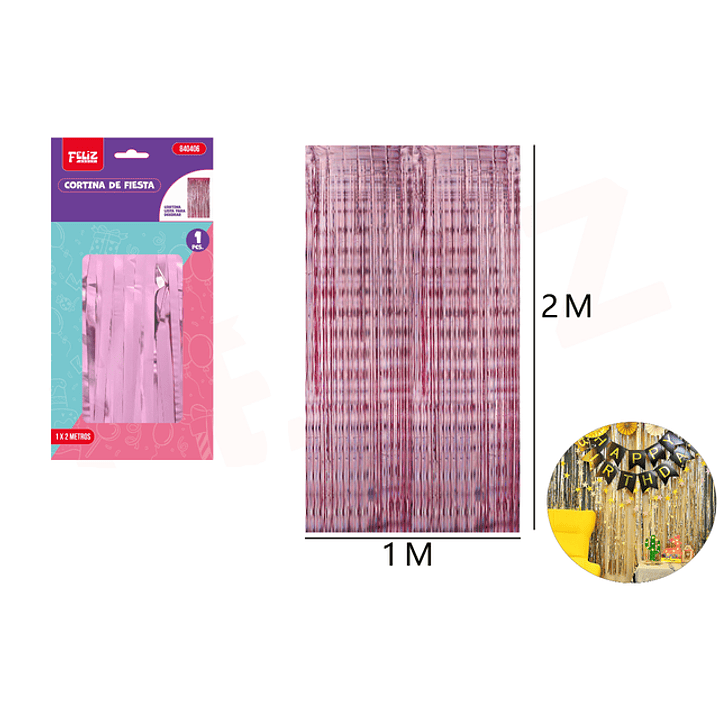 Cortina de fiesta rosado 1*2m 1