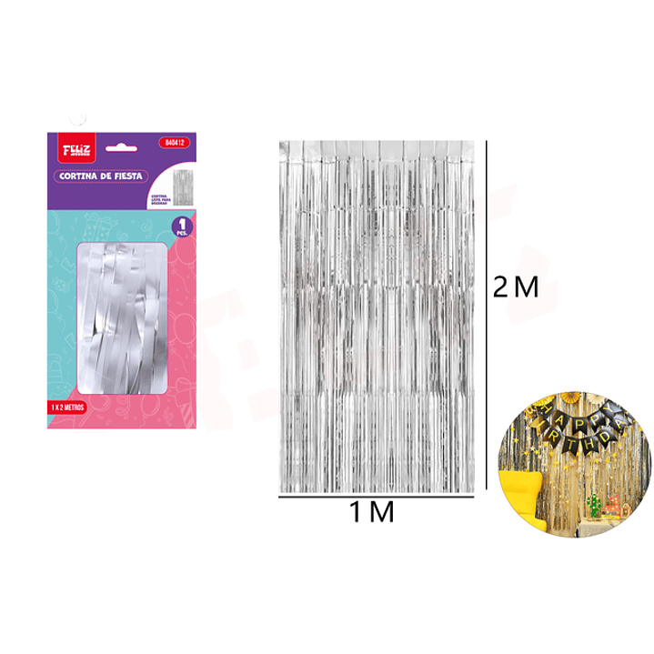 Cortina de fiesta matte plateado 1*2m 1