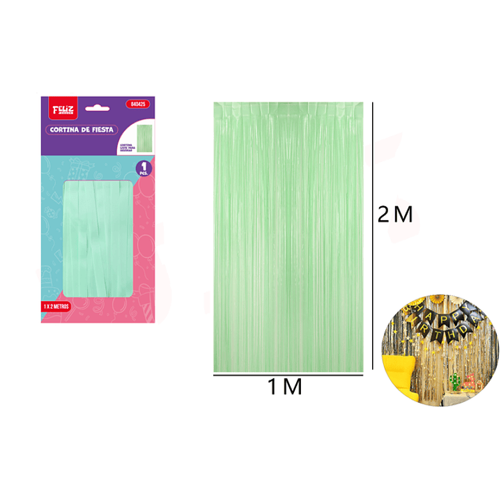 Cortina de fiesta matte verde 1*2m 1