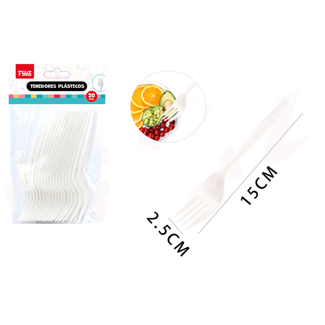 Tenedores Plásticas Blanco 15*2.5cm 20pcs 1