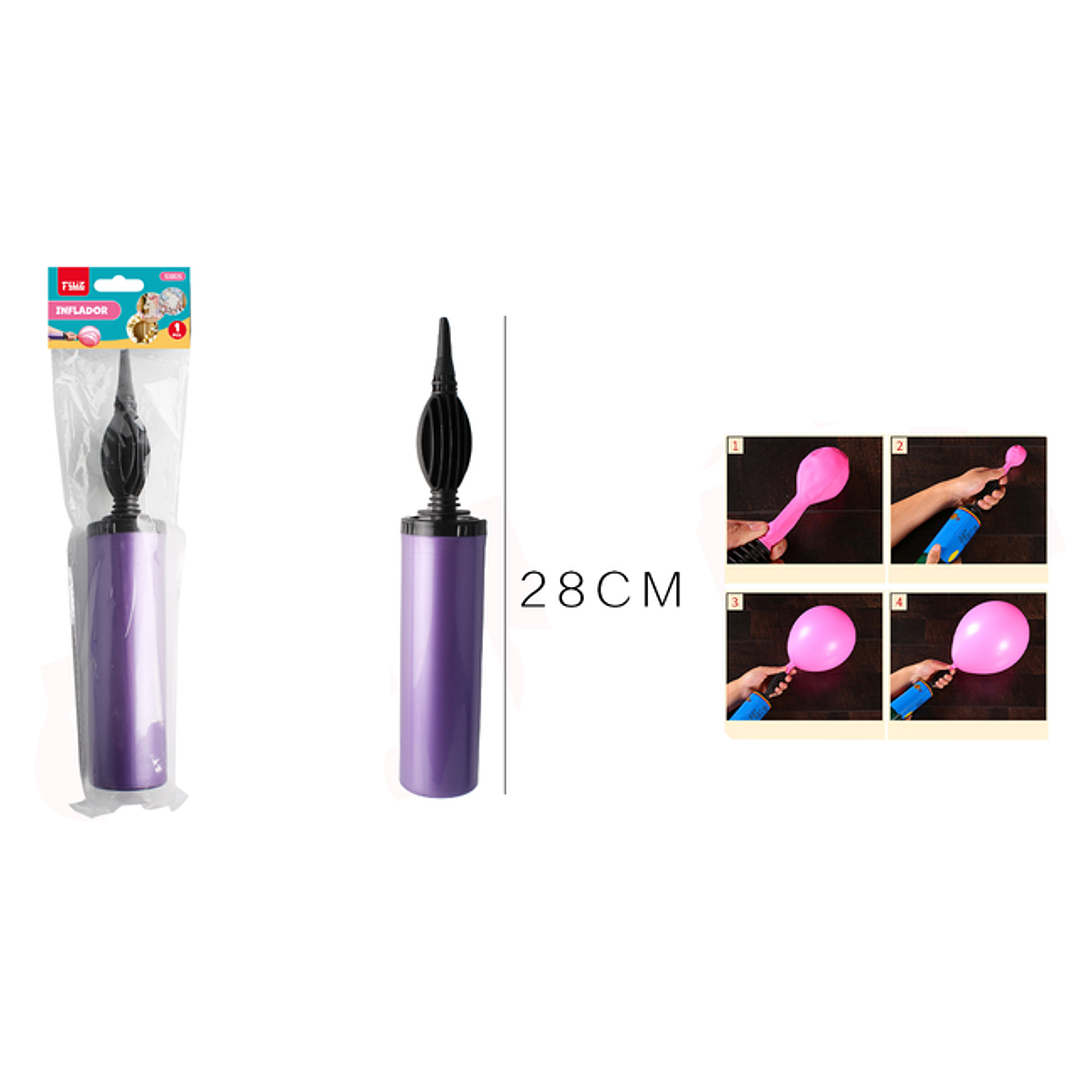 Inflador manual lila metal 28cm 1