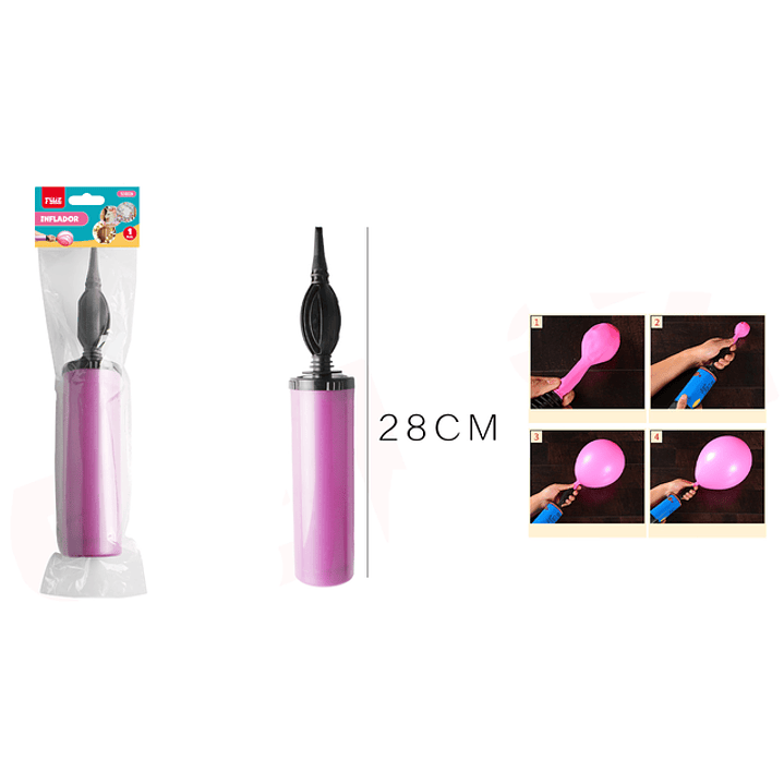 Inflador manual fucsia metal 28cm 1
