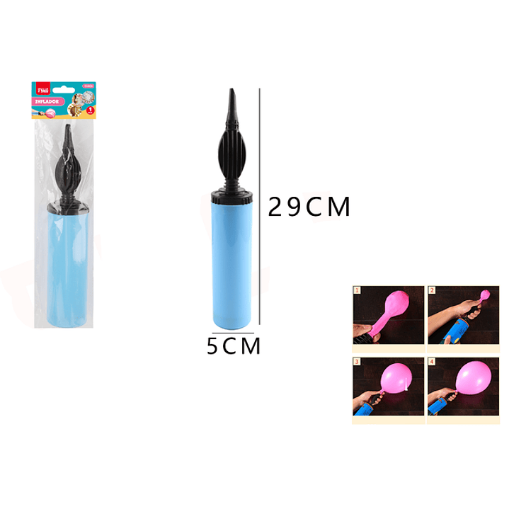 Inflador manual celeste pastel 29cm 1