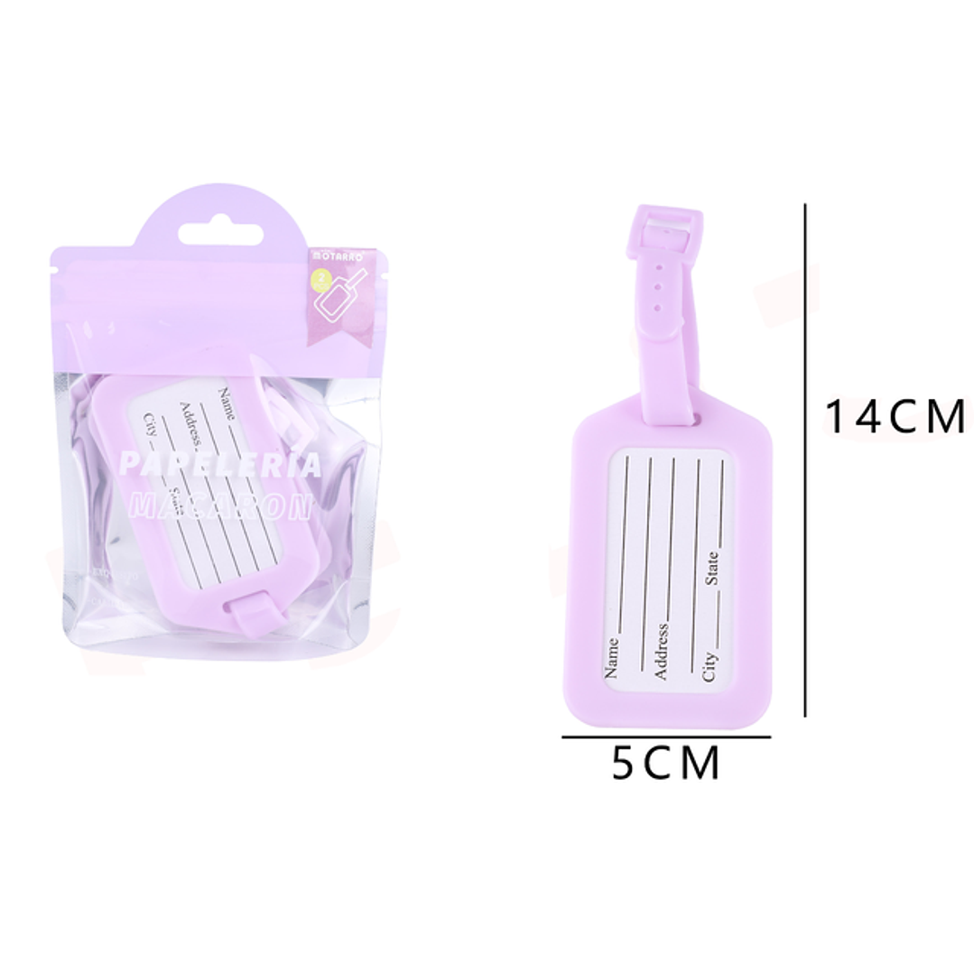Etiqueta equipaje morado pastel 14*5cm 2pcs 1