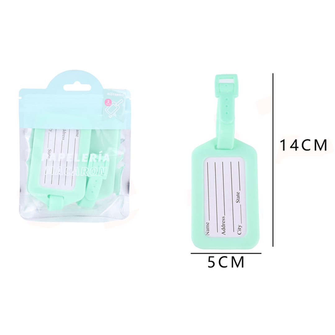 Etiqueta equipaje verde pastel 14*5cm 2pcs 1
