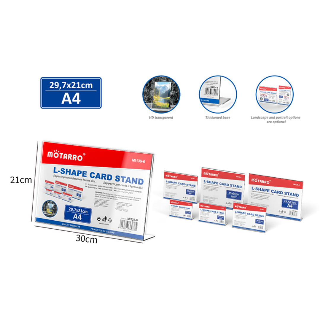 Soporte de tarjetas horizontal 30x21cm 2mm 1