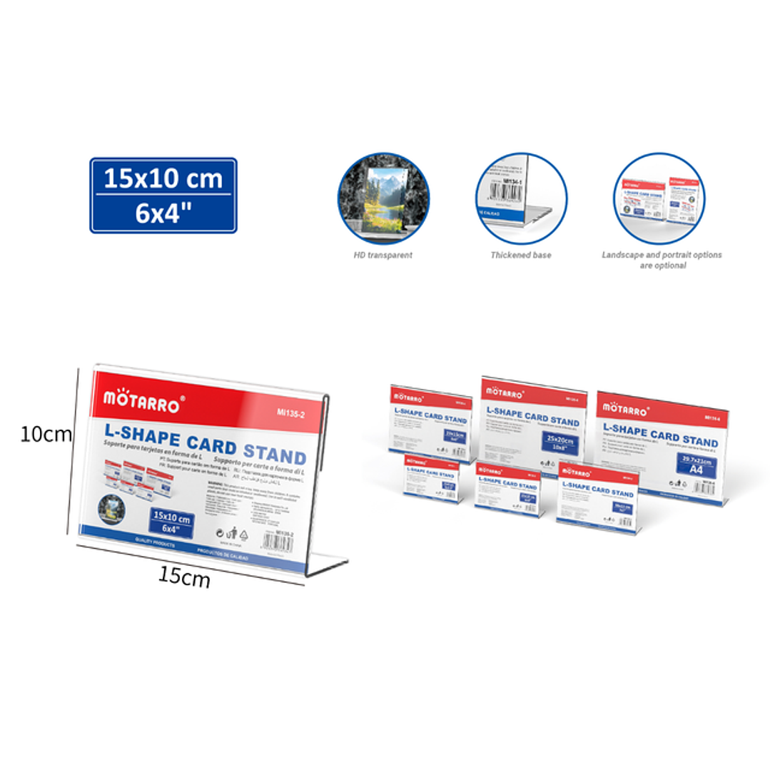 Soporte de tarjetas horizontal 15*10cm 2mm 1