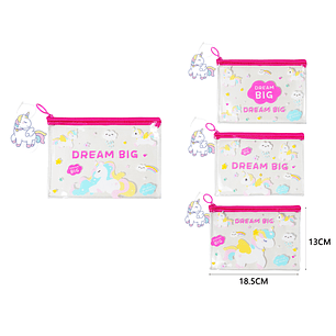 Bolsa con cierre unicornio 18.5*13cm pvc