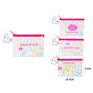 Bolsa con cierre unicornio 29.7*21cm pvc