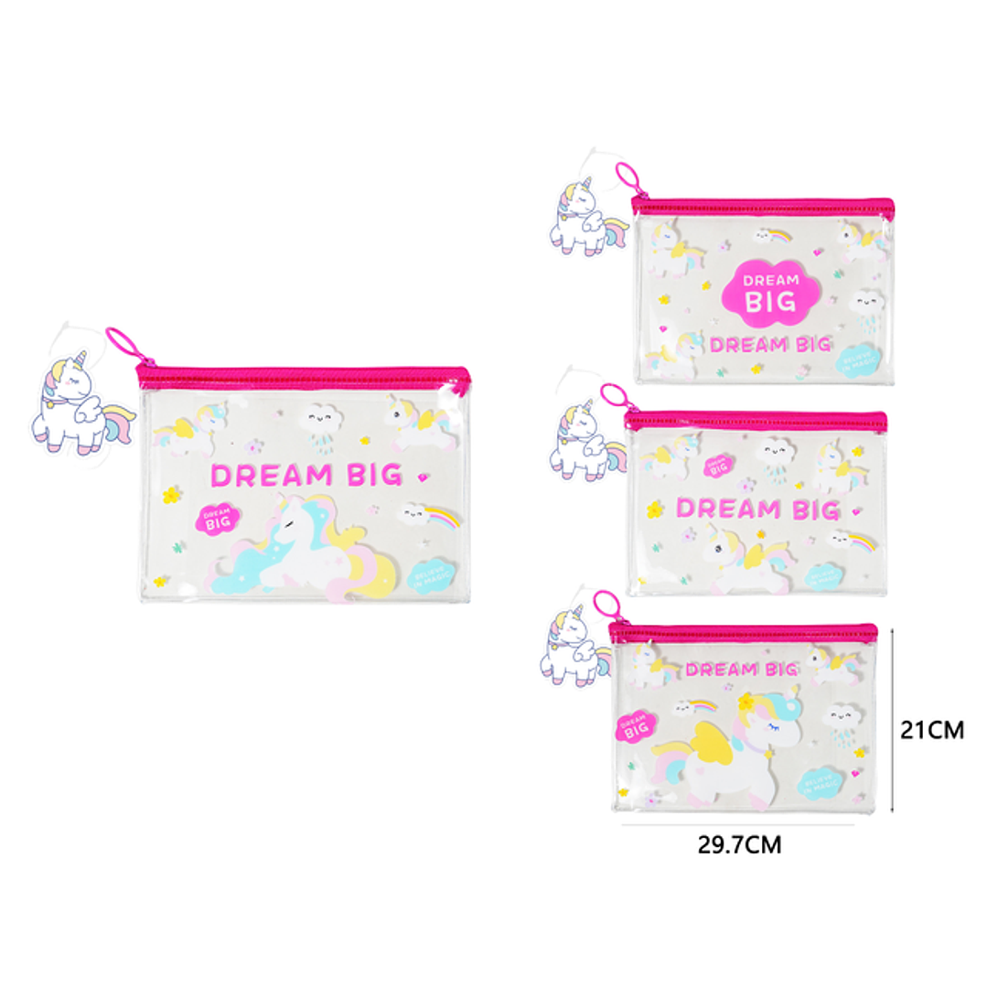 Bolsa con cierre unicornio 29.7*21cm pvc 1