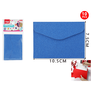 Sobres de papel azul glitter 7.5*10.5cm 10pcs