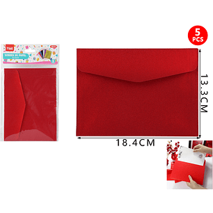 Sobres de papel rojo glitter 13.3*18.4cm 5pcs