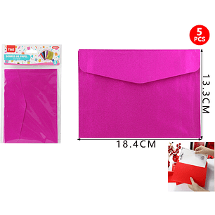 Sobres de papel fucsia glitter 13.3*18.4cm 5pcs