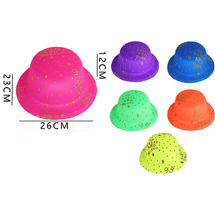 Gorro fluorescente de años nuevo estrellas 26cm