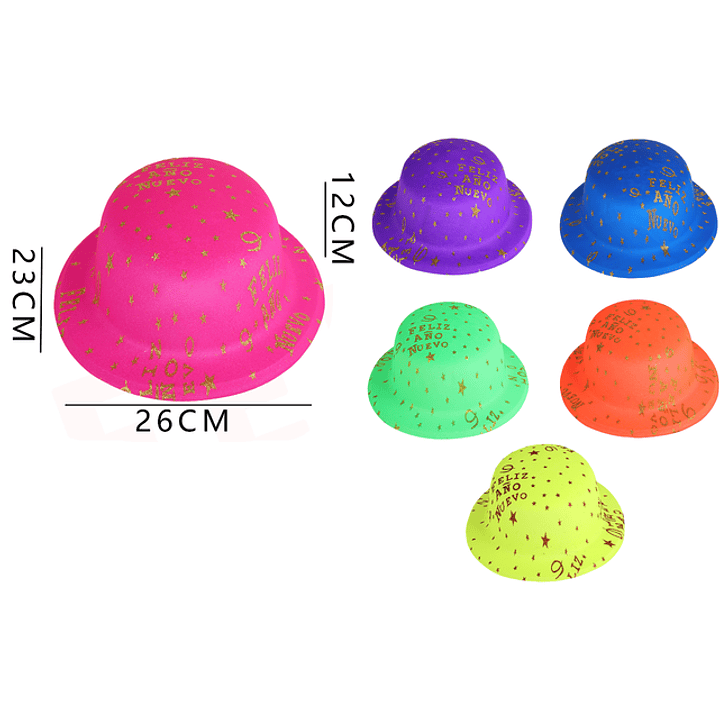 Gorro fluorescente de años nuevo estrellas 26cm 1