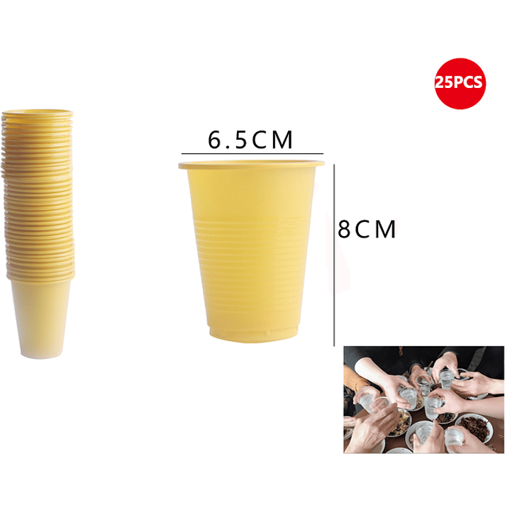 Vasos plastico amarillo 200ml 25pcs 1